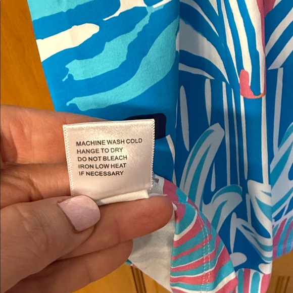 Pink and Blue Resort Sheath Dress with 3/4 Sleeves - Picture 5 of 5